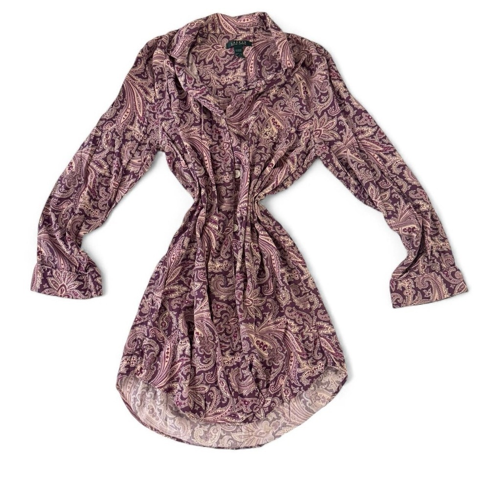 Ralph Lauren Paisley Long Sleeve Top in Purple and Pink